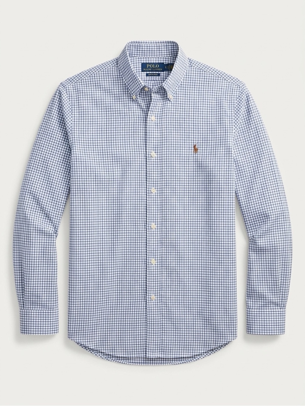 Polo Ralph Lauren Men’s Medium Classic Fit Blue White Check Cotton Shirt